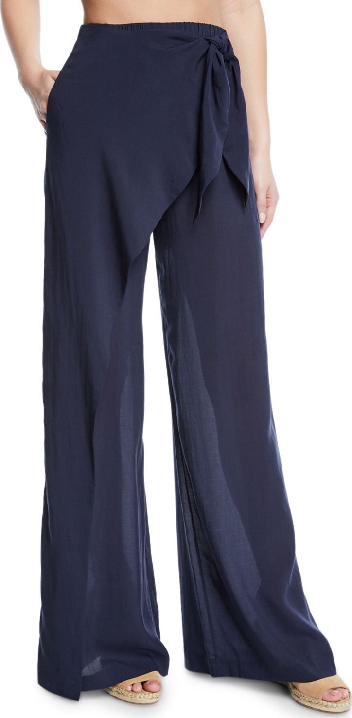 Jonathan Simkhai Tie-Front Sarong Coverup Pants