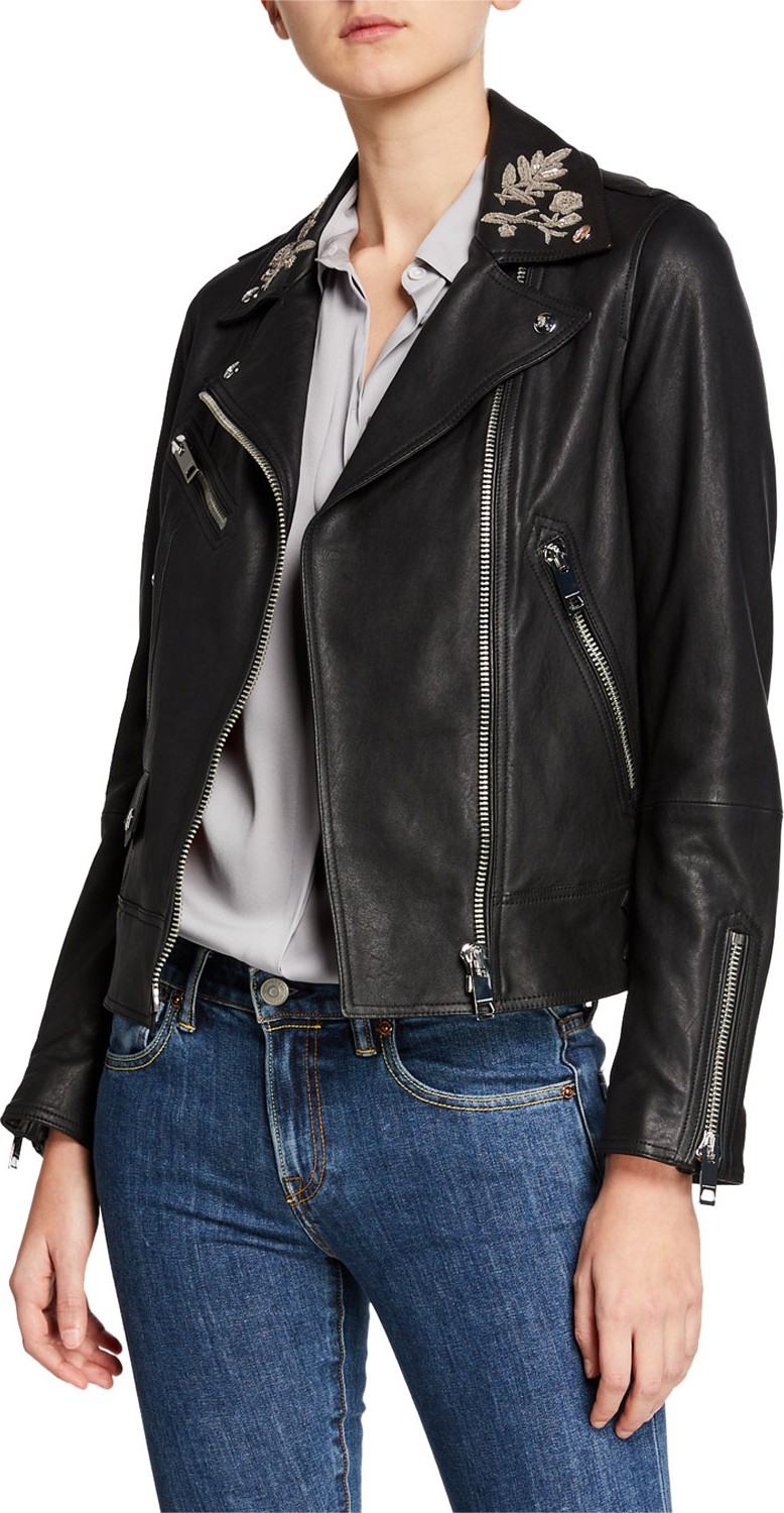 Burberry London England Peebles Embellished Leather Jacket