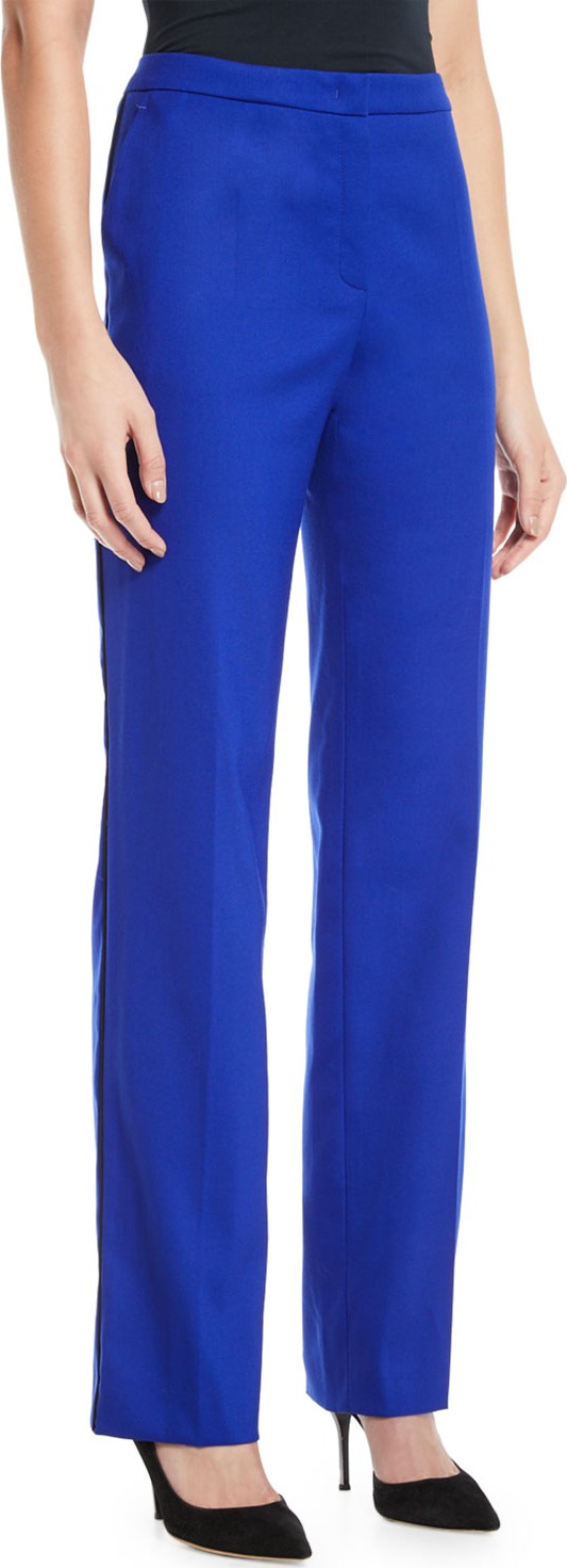Escada Taminola High-Rise Straight-Leg Classic Stretch-Wool Pants