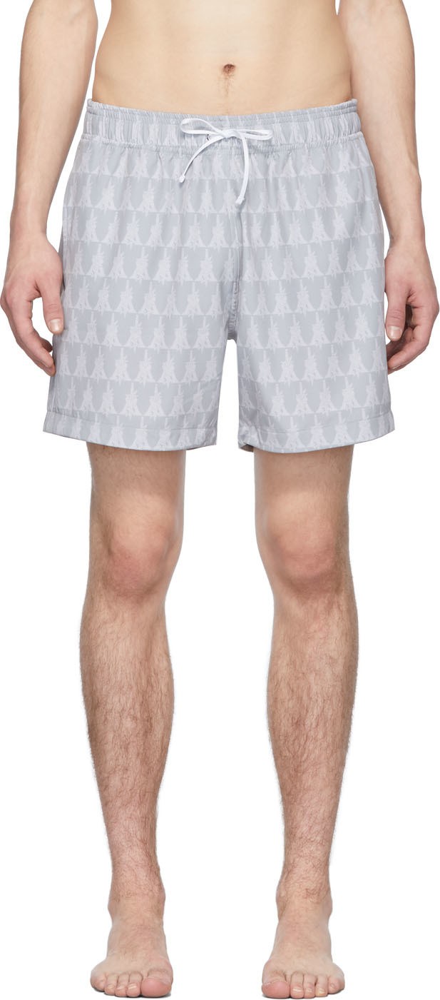 Amiri Grey Dagger Monogram Swim Shorts