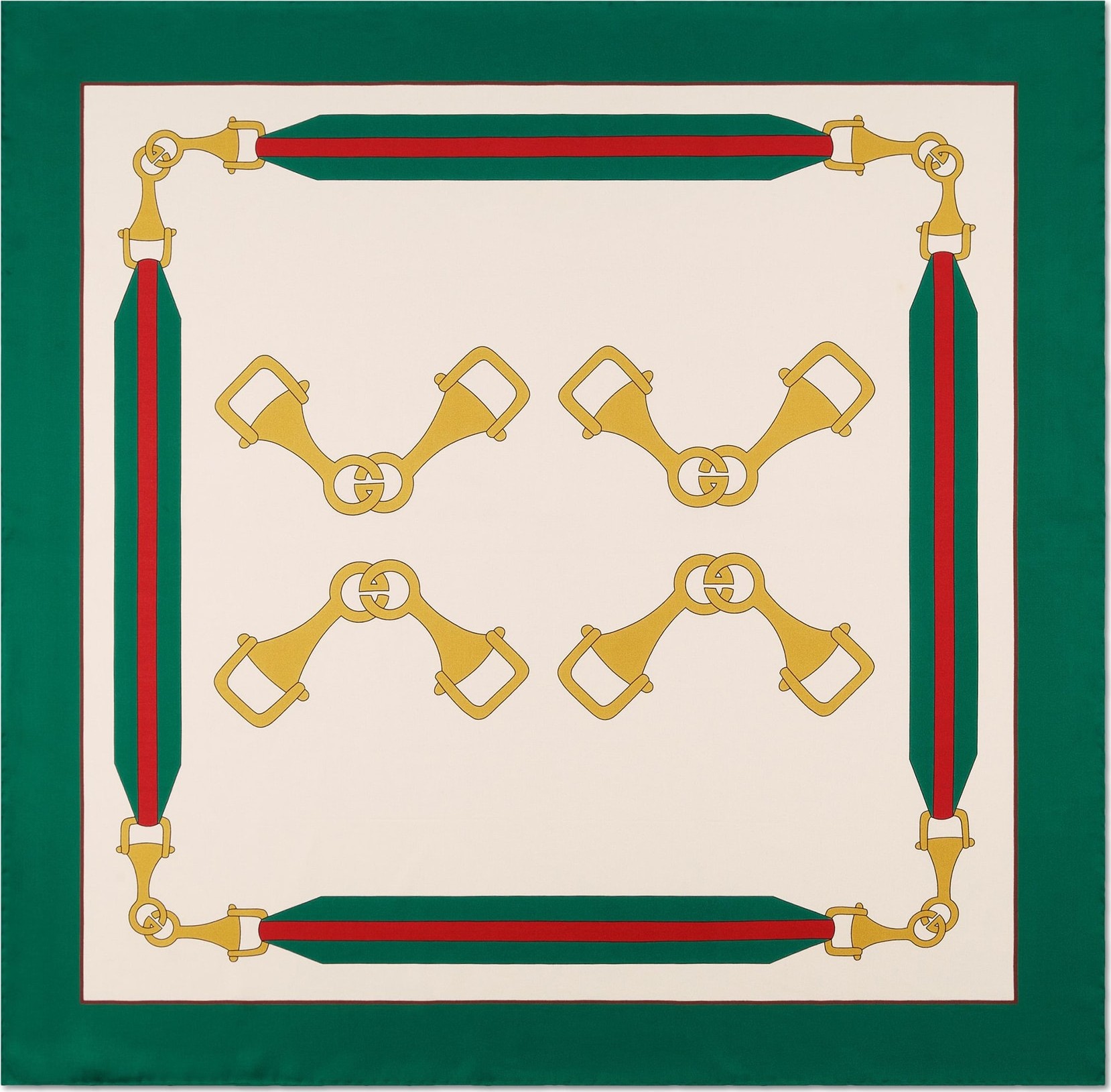 Gucci Stirrups Print Silk Twill Scarf