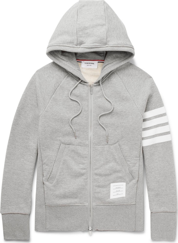 Thom Browne Striped Loopback Cotton-Jersey Zip-Up Hoodie