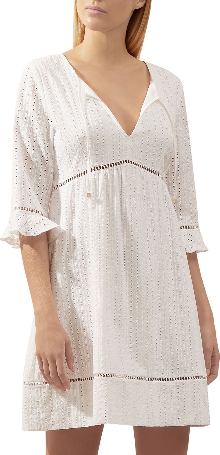 HEIDI KLEIN Palermo Eyelet 3/4-Sleeve Mini Kaftan