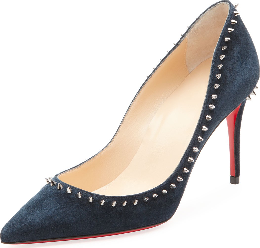 Christian Louboutin Anjalina Suede Spiked Red Sole Pump