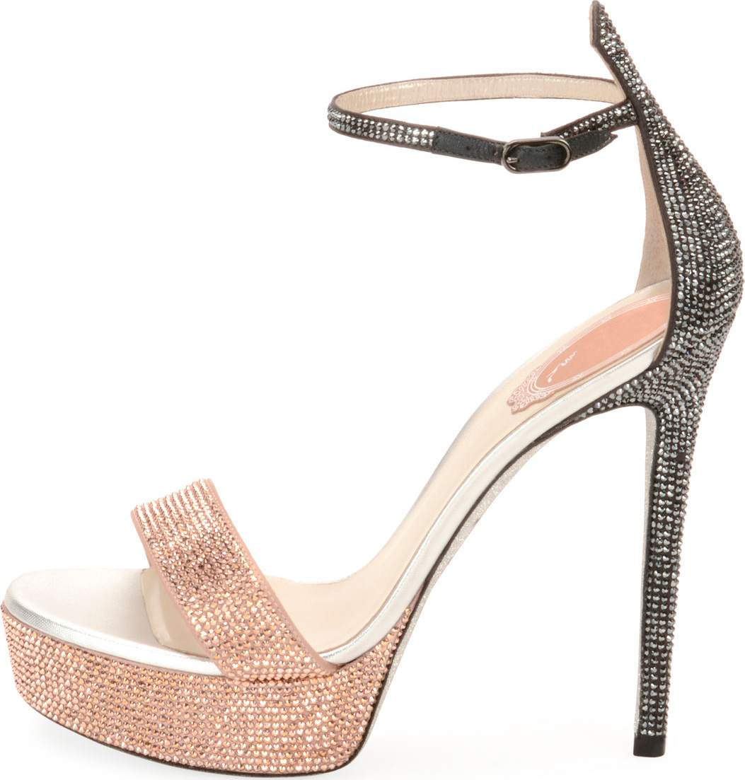 Rene Caovilla Crystal Two-Tone Platform Sandal
