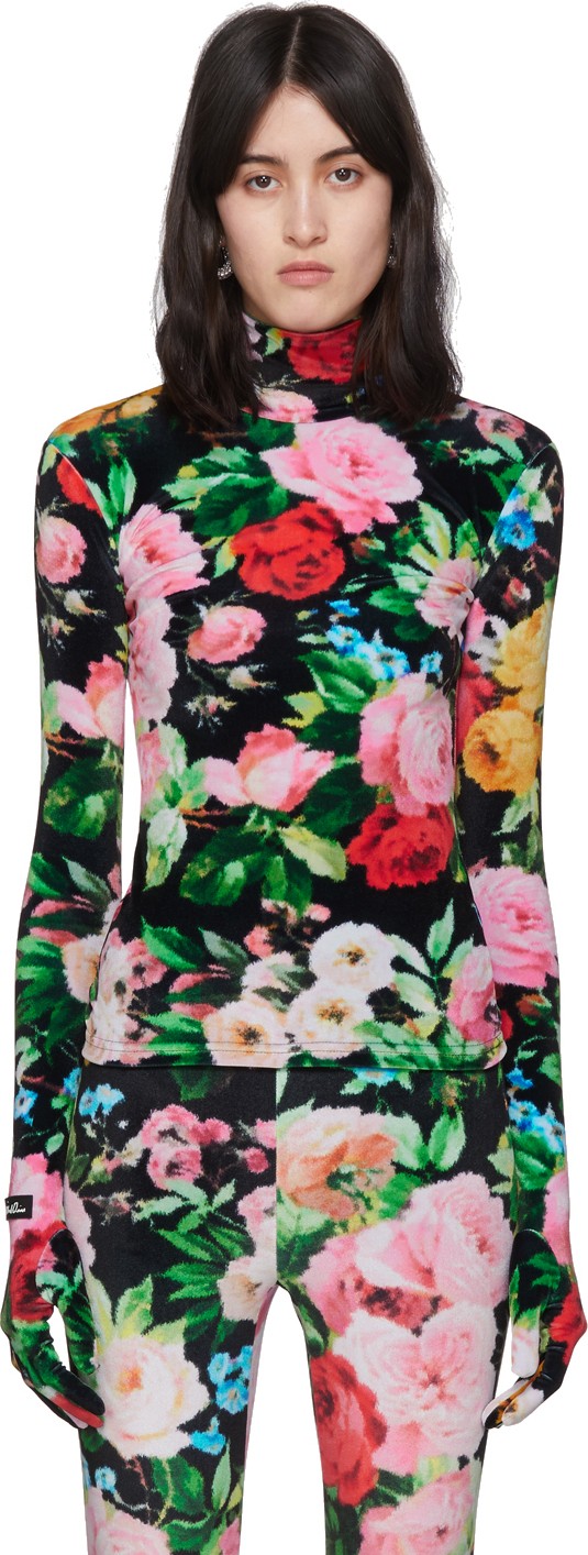 Richard Quinn Black Floral Turtleneck