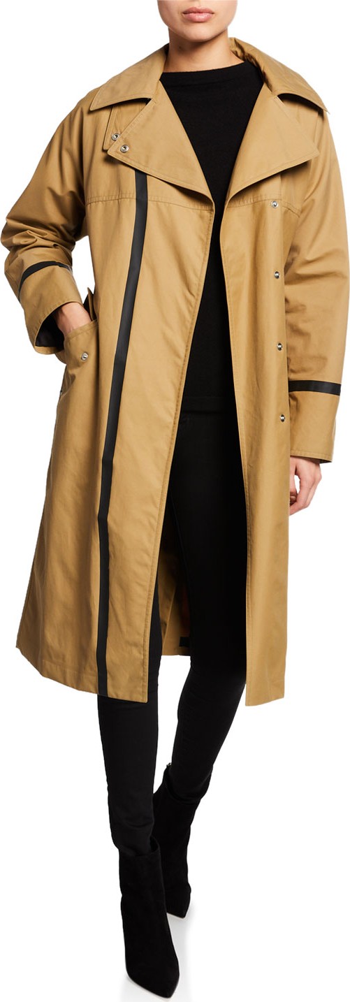 Belstaff Barnton Long Contrast-Trim Trench Coat