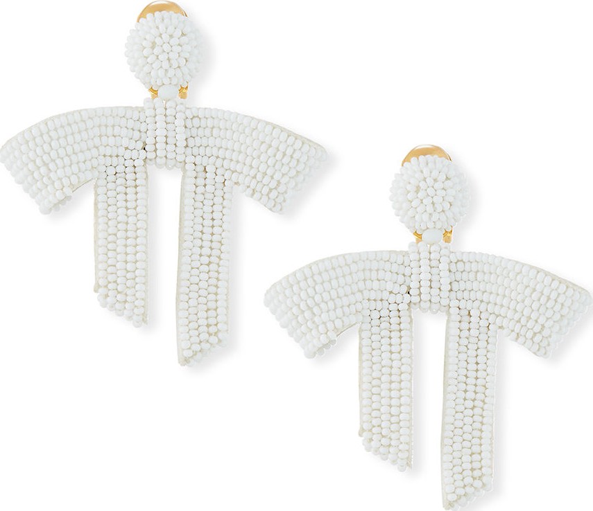 Oscar De La Renta Draped Bow Bead Clip-On Earrings