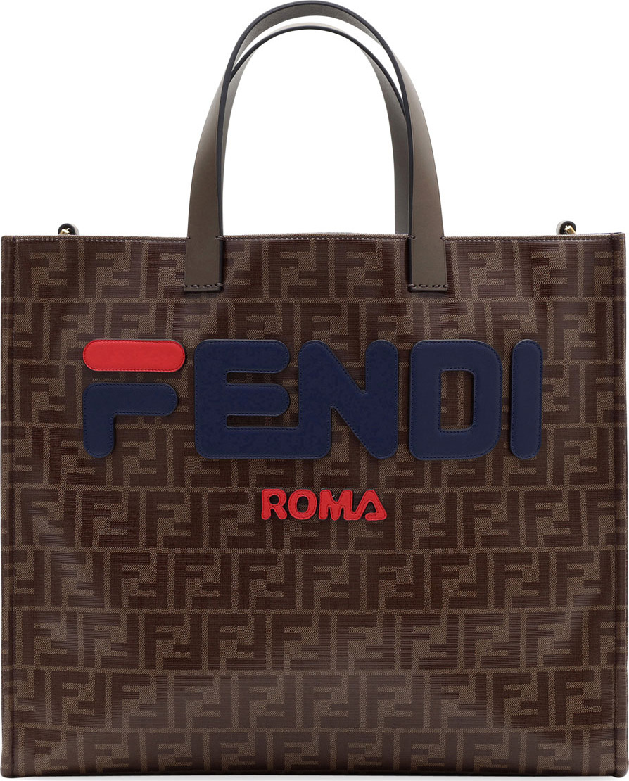 Fendi Fendi Runway Collection Calf Leather and Canvas Tote Bag