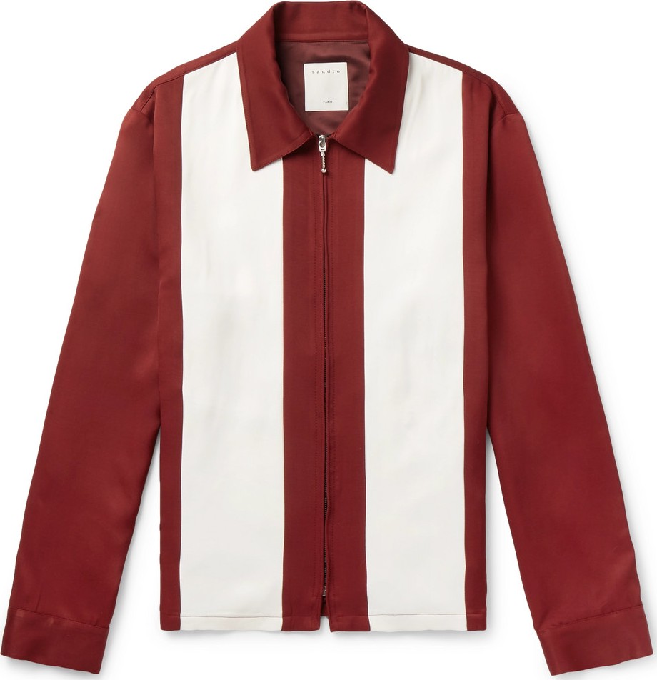 Sandro Two-Tone Twill Zip-Up Shirt Jacket