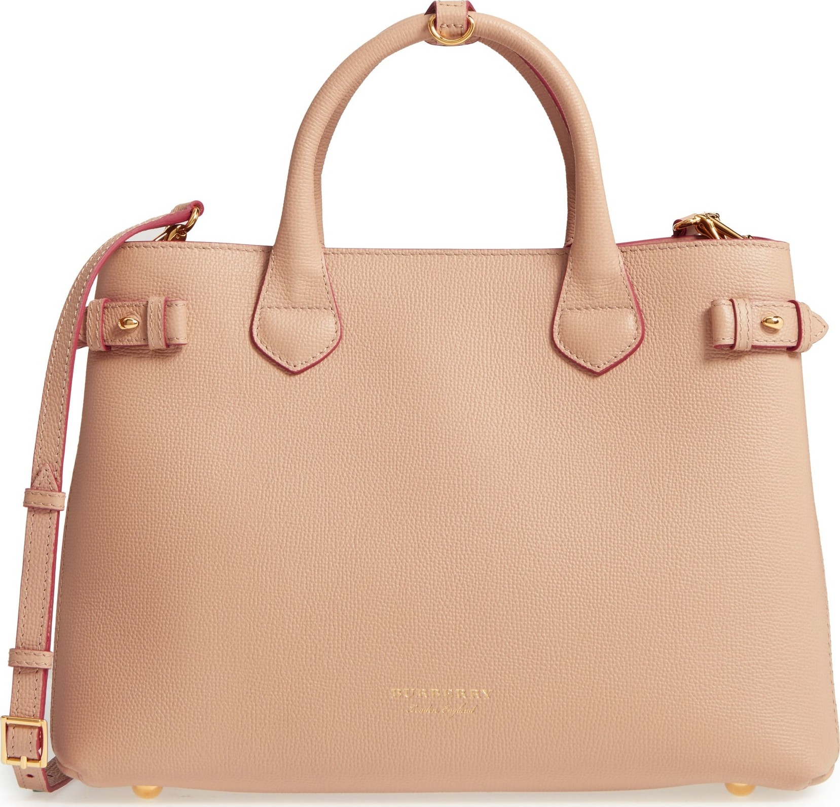 Burberry London England Medium Banner House Check Leather Tote