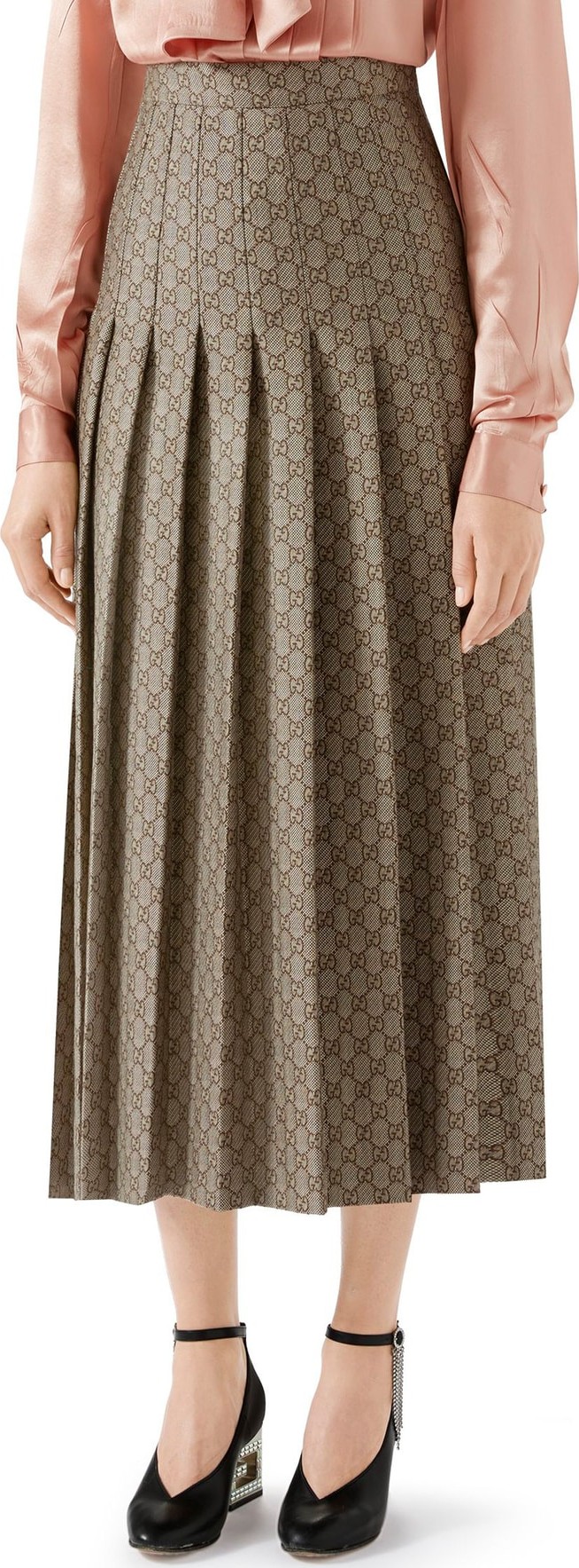 Gucci Pleated GG Canvas Skirt