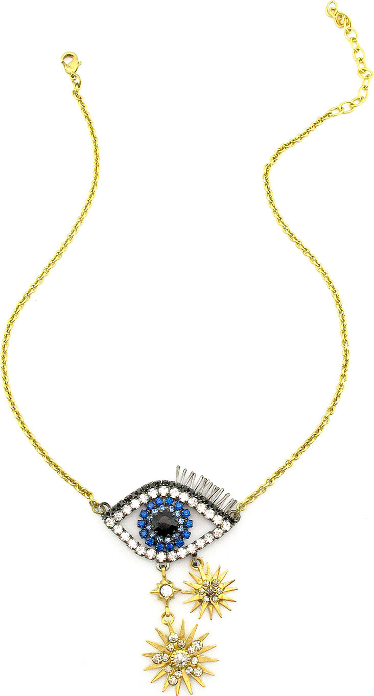Elizabeth Cole Ravana Crystal Eye Pendant Necklace