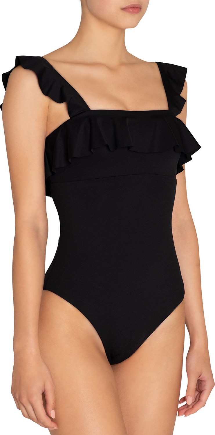 Eberjey Jane Solid Ruffle One-Piece Swimsuit