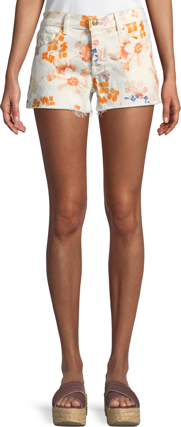 7 For All Mankind Floral-Print Cutoff Shorts