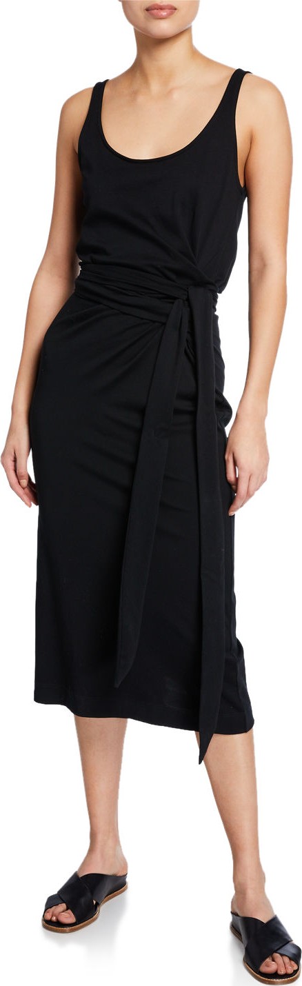 Vince Scoop-Neck Sleeveless Wrap Dress