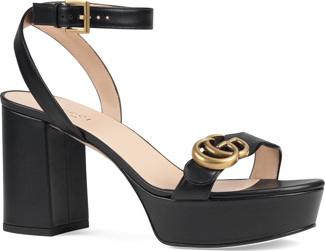 Gucci Marmont Ankle-Wrap Platform Sandals