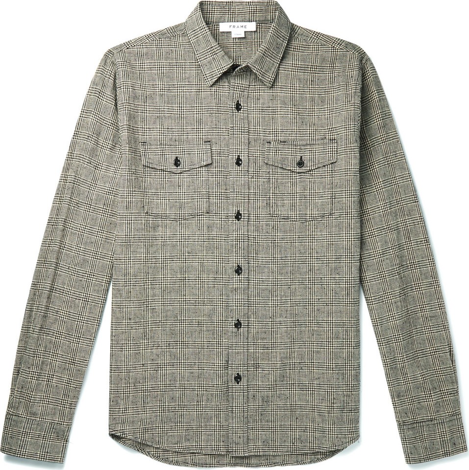 FRAME DENIM Checked Cotton and Linen-Blend Overshirt