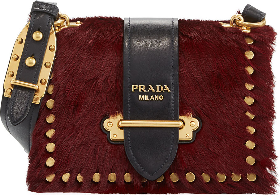 Prada Cahier Small Colorblock Calf Hair Shoulder Bag