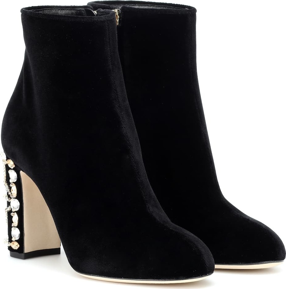 Dolce & Gabbana Embellished velvet ankle boots