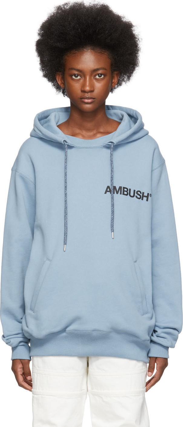 Ambush SSENSE Exclusive Blue Logo Hoodie