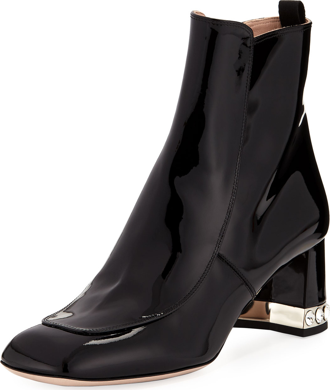 Miu Miu Patent Leather Block-Heel Ankle Boot
