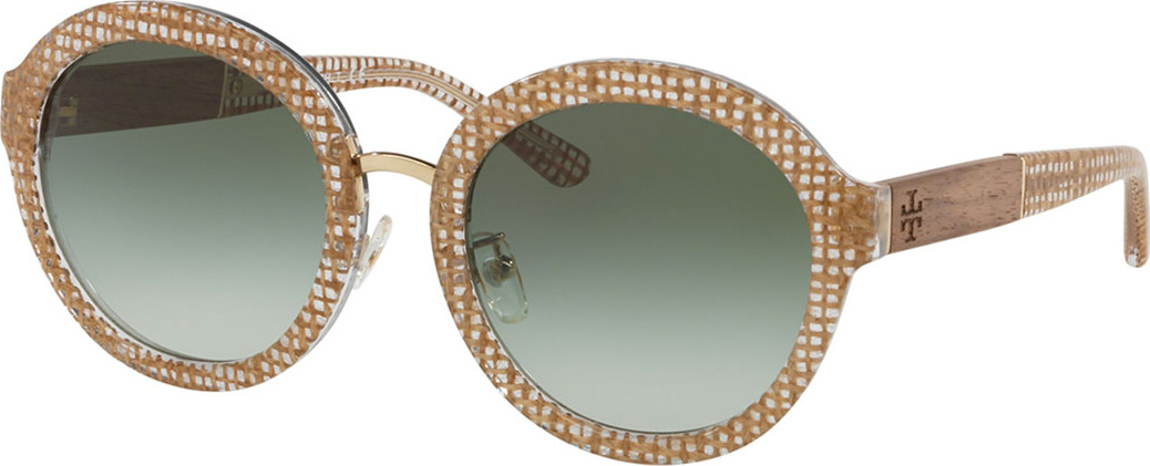 Tory Burch Round Contrast-Temples Acetate Sunglasses