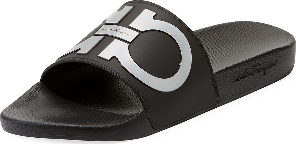 Salvatore Ferragamo Men's Groove Gancini Slide Sandal