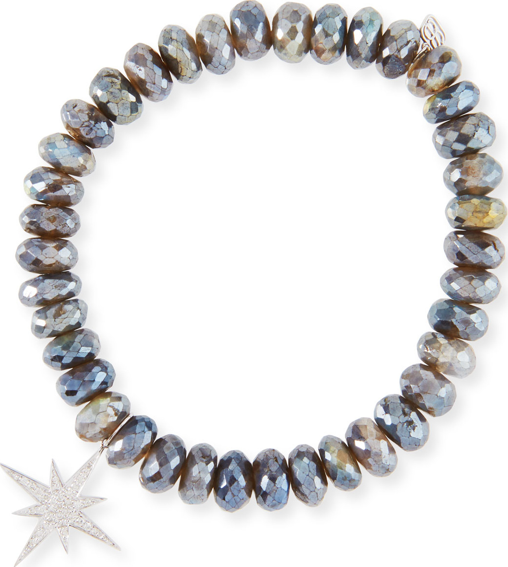 Sydney Evan Labradorite Bead Bracelet w/ Starburst Charm