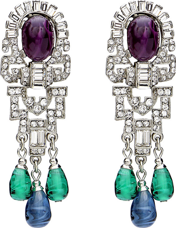 Ben-Amun Triple Dangle Crystal Earrings