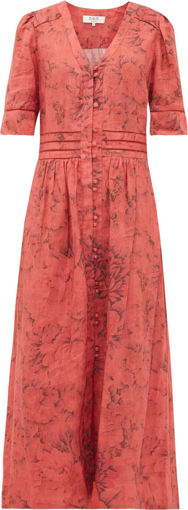 SEA Mimi floral-print cotton shirtdress