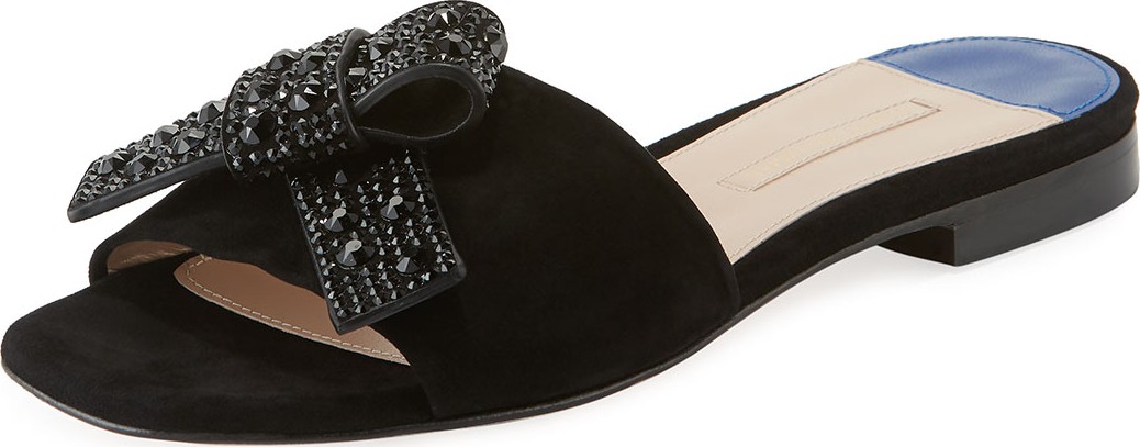Stuart Weitzman Milky Way Flat Suede Slide Sandals