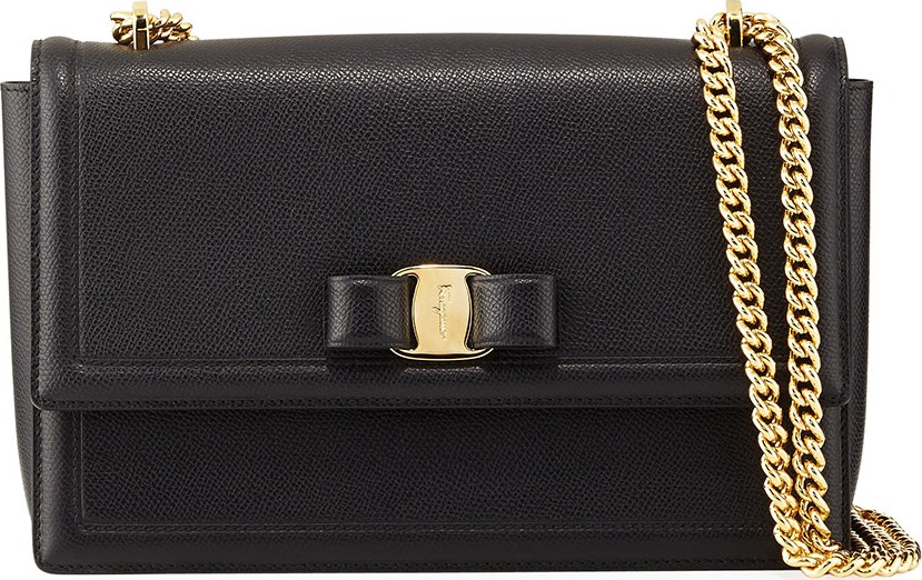 Salvatore Ferragamo Ginny Medium Vara Crossbody Bag, Black
