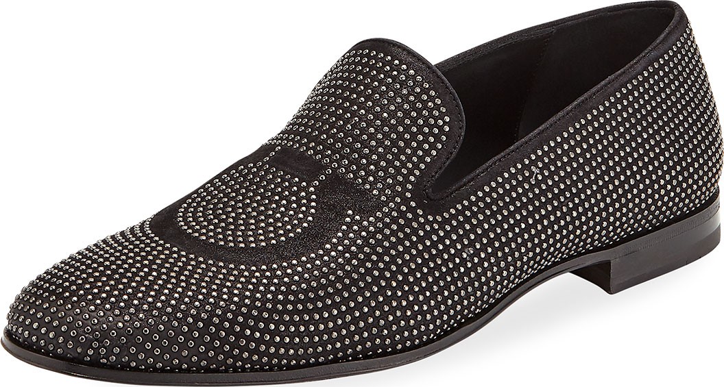 Salvatore Ferragamo Men's Beverly Studded Suede Venetian Loafer