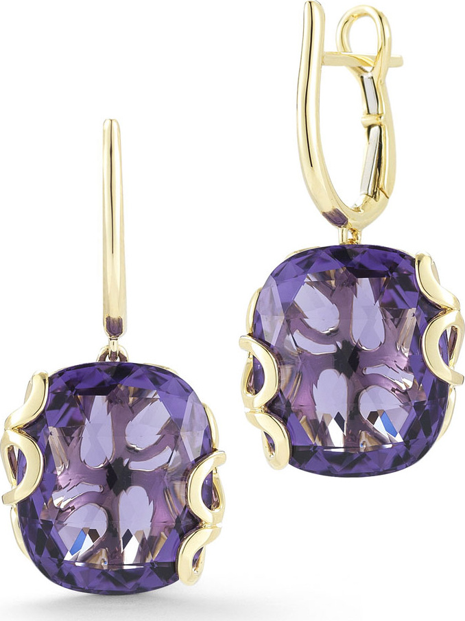 Miseno 18k Gold Sea Leaf Amethyst Drop Earrings