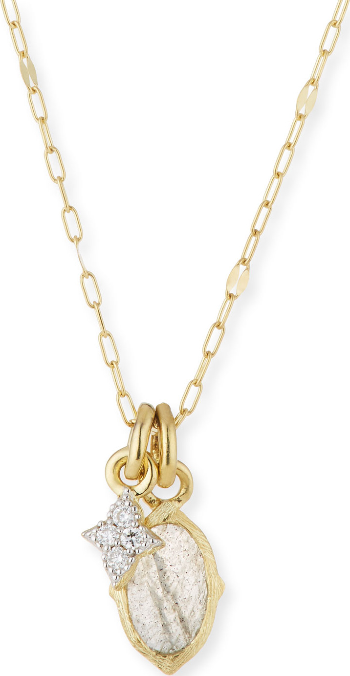 Jude Frances 18k Moroccan Tiny Double Pendant Necklace with Labradorite & Diamond