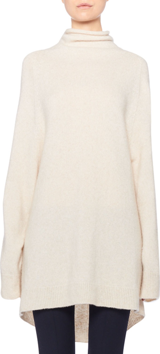 THE ROW Mandel Cashmere Oversized Turtleneck Sweater