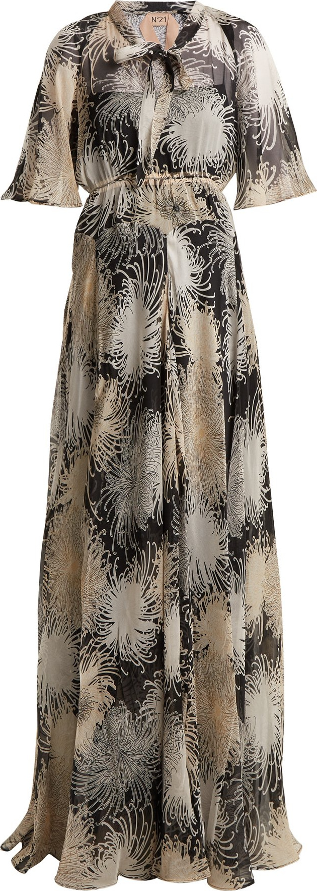Nº21 Chrysanthemum-print silk-chiffon maxi dress