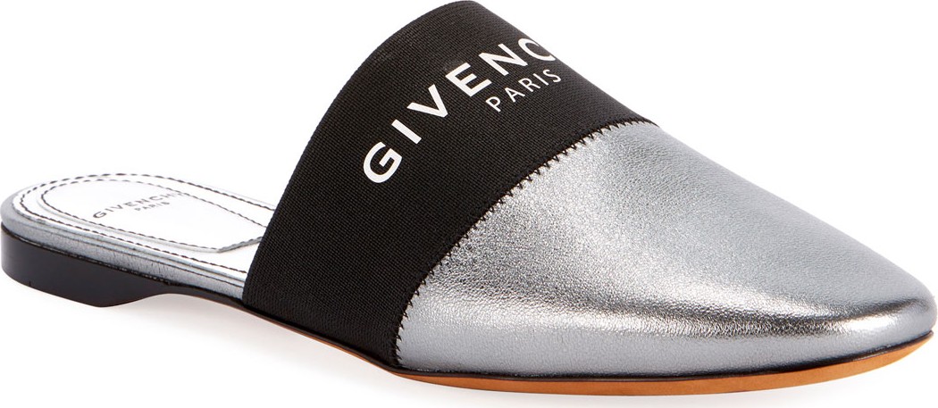 Givenchy Flat Metallic Logo Mules
