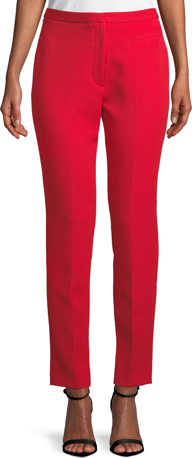 MILLY Stretch Crepe Cigarette Pants, Ruby Red