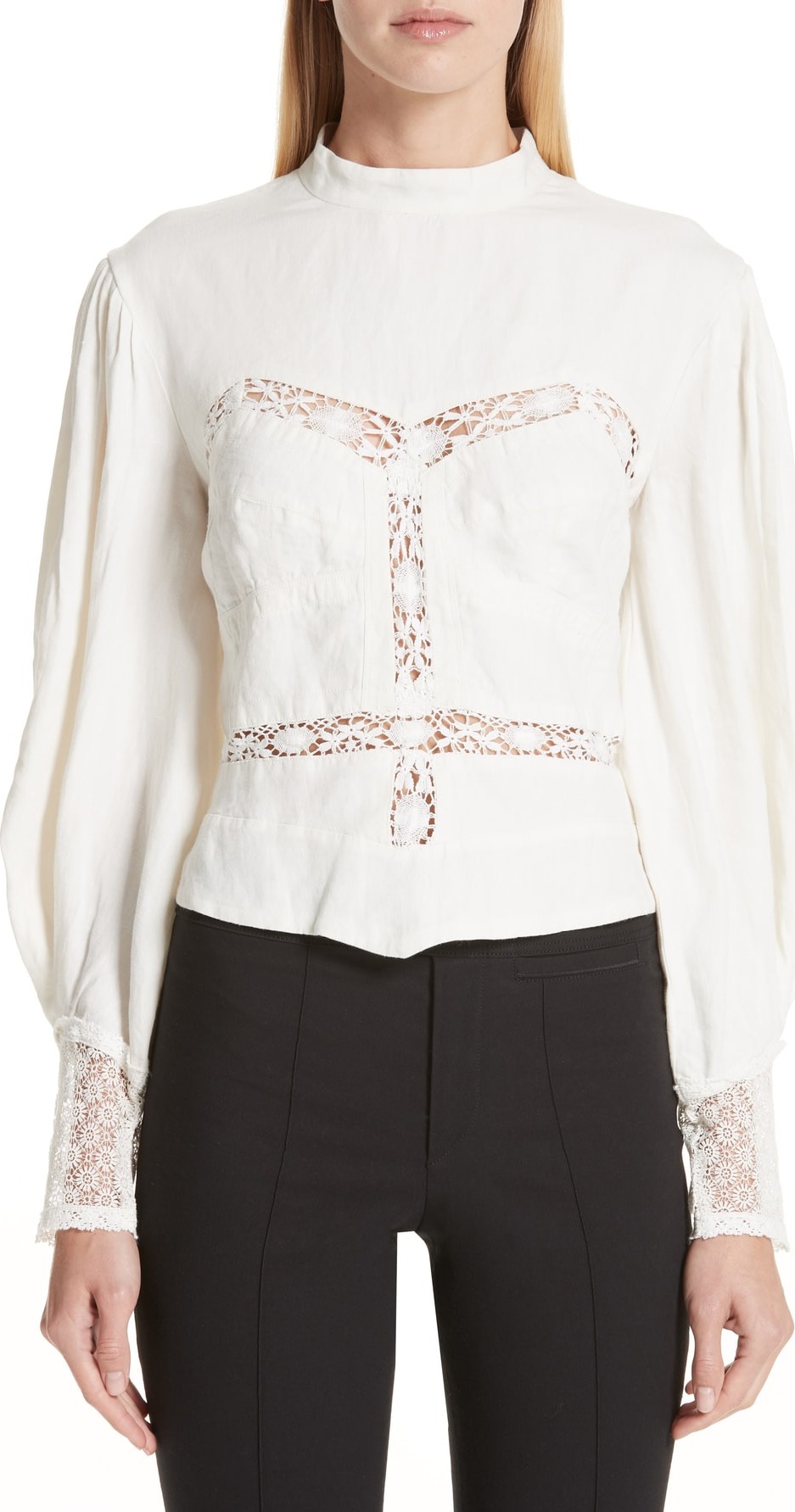 Isabel Marant Lyneth Lace Inset Linen Blouse