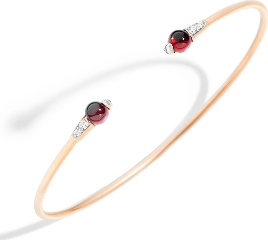 Pomellato 18k M'ama Non M'ama Bangle Bracelet w/ Garnet & Diamonds