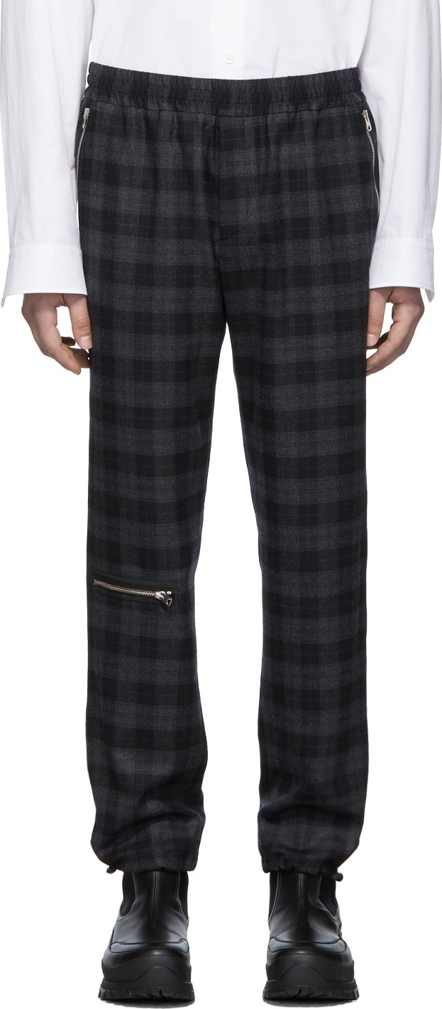 Stella McCartney Grey Wool Check Peter Zips Trousers