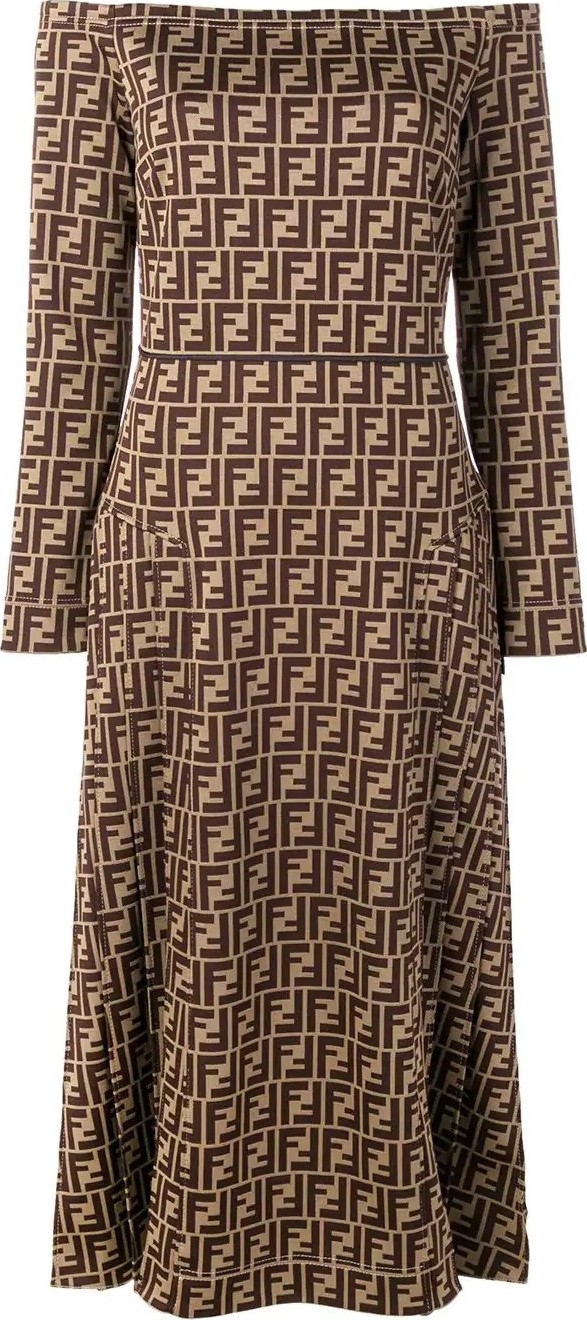 Fendi off-shoulder monogram dress