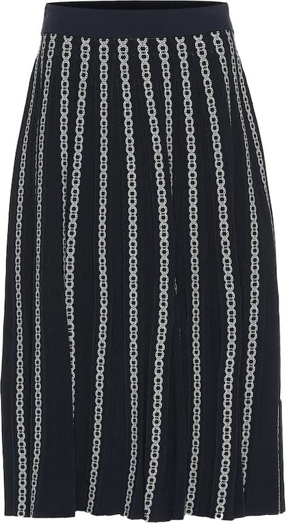Tory Burch Gemini Link pleated jacquard skirt