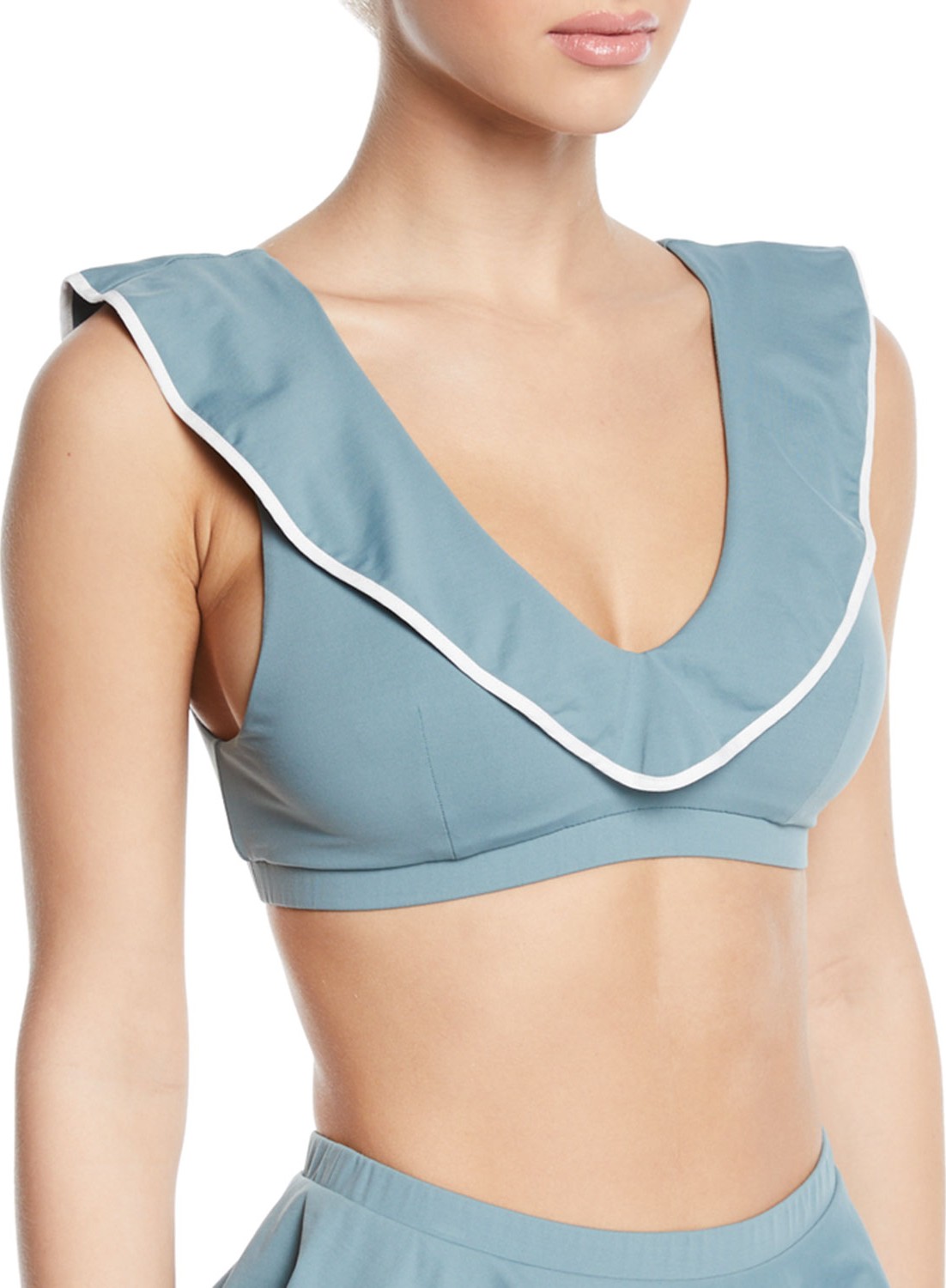 Marysia Piana V-Neck Ruffle Triangle Bikini Top