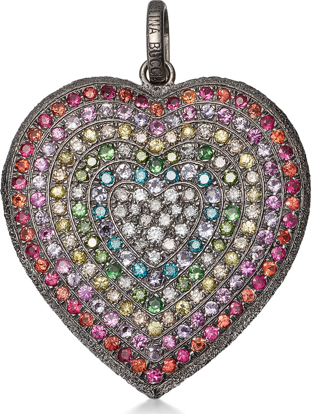 Carolina Bucci 18k Black Gold Florentine Rainbow Heart Pendant