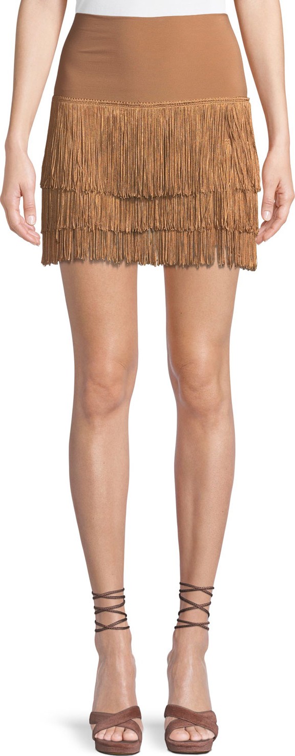 Norma Kamali Jersey Shorts w/ Fringe Layers