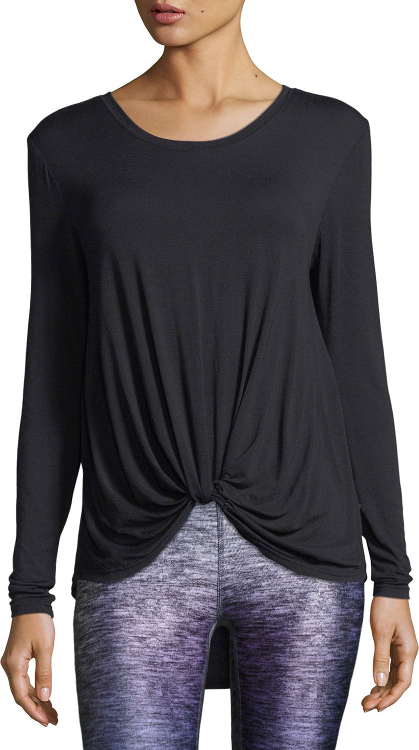 Terez Twist-Front Long-Sleeve Jersey Top
