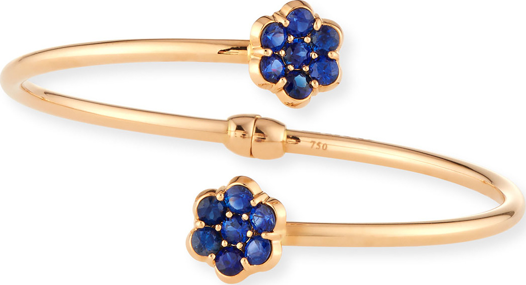 Bayco 18K Rose Gold & Blue Sapphire Floral Bypass Bracelet